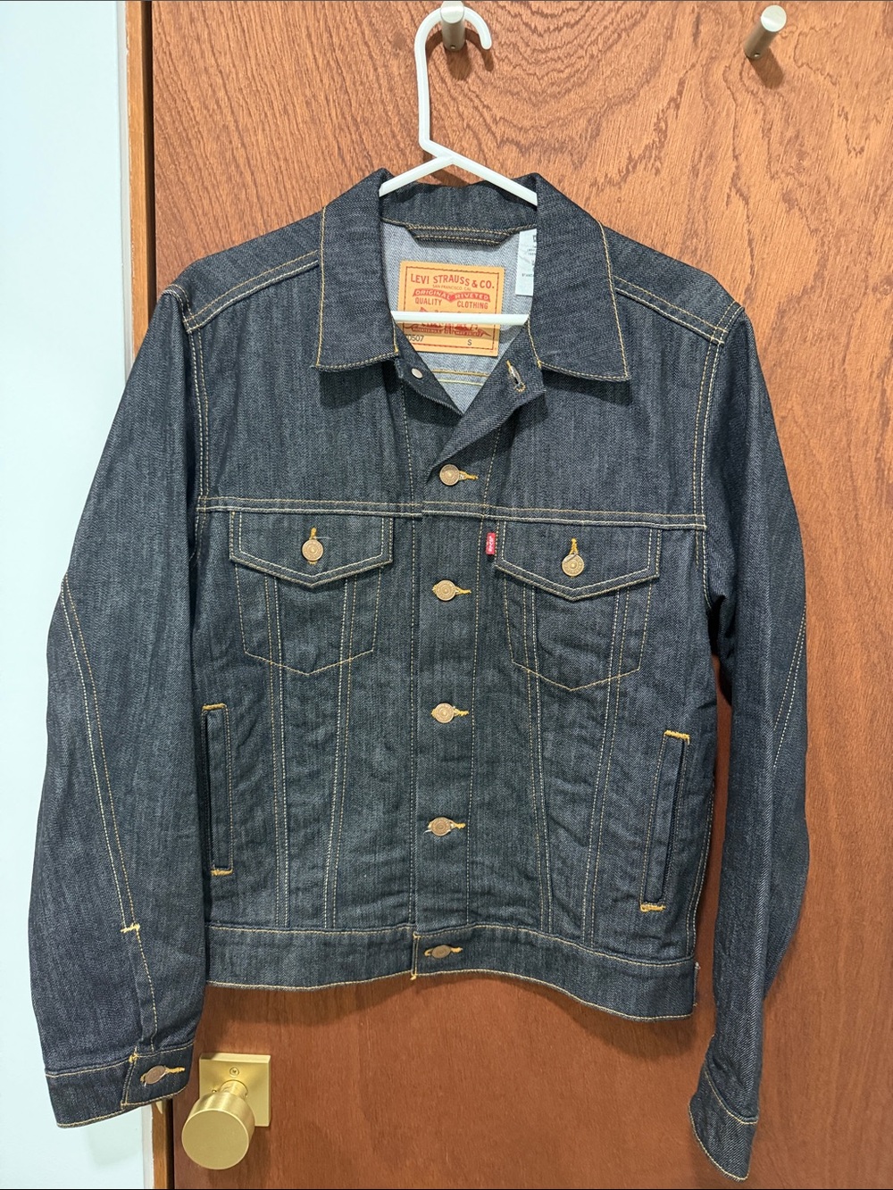 Vintage Y2K Levi’s 507 Rigid Denim Trucker Jacket XS Dark Wash 70507-0039